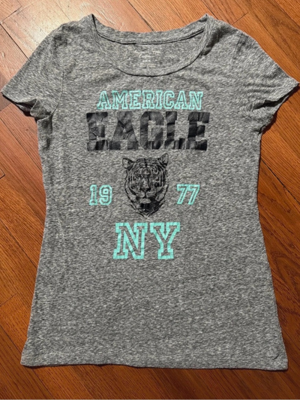 Y2K American Eagle Outfitters Gray Tee with Tiger Head